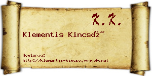 Klementis Kincső névjegykártya